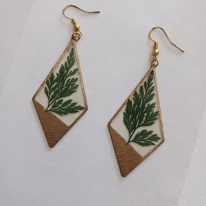 Elegant Gold and Green Leaf Earrings